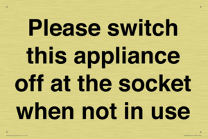 Please switch this appliance off at the socket when not in use